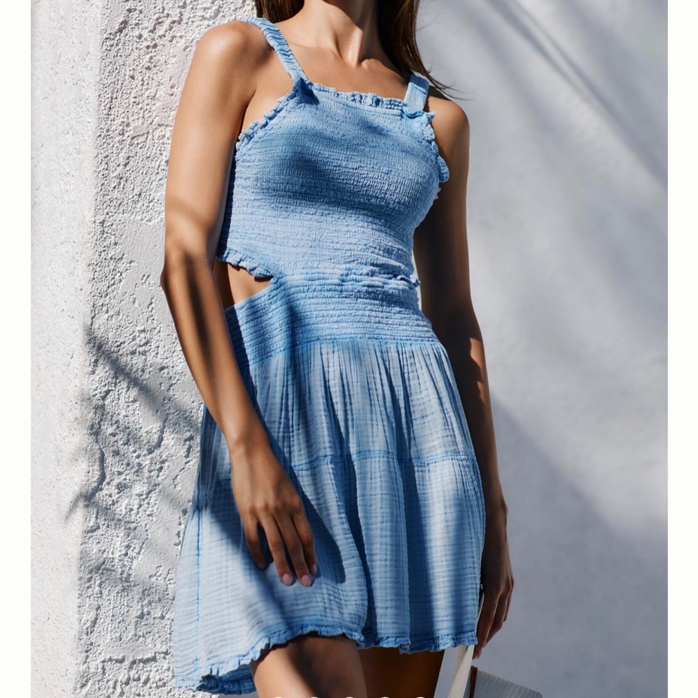 NWT Sky Blue Cotton Dress with Cutouts by Anthropologie